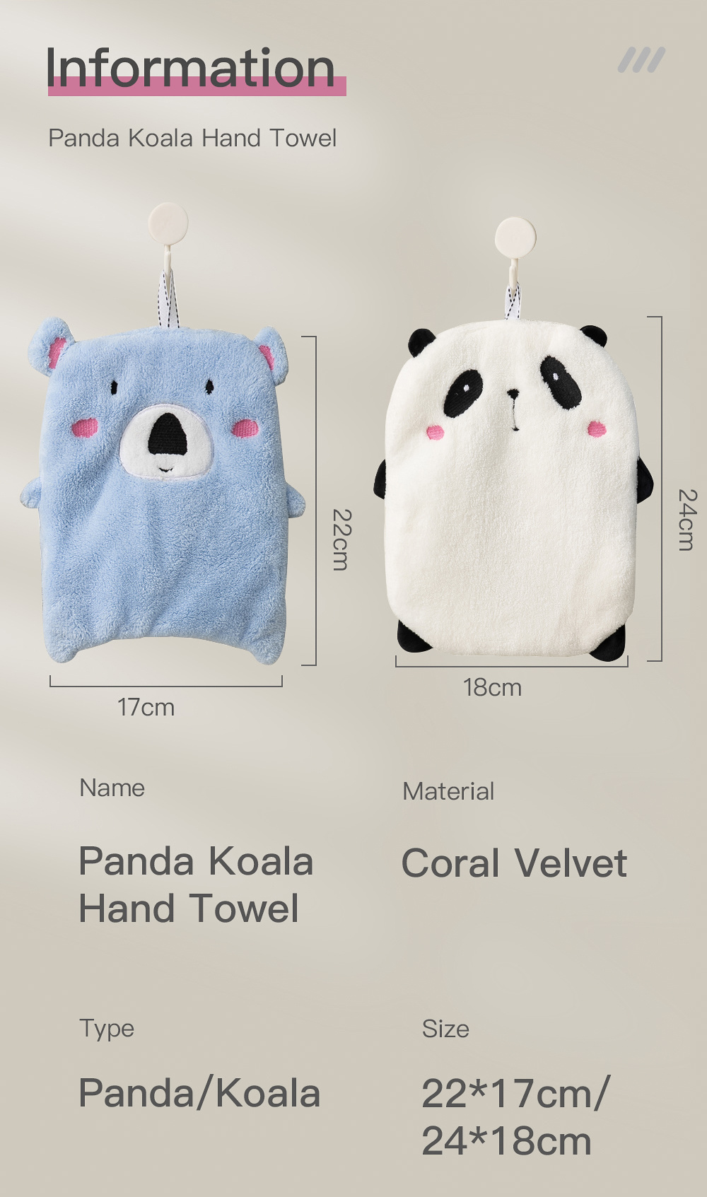 Panda Koala Hand Towel-8